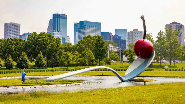 "Spoonbridge and Cherry" (1988) is a sculptural fountain in the Minneapolis Sculpture Garden