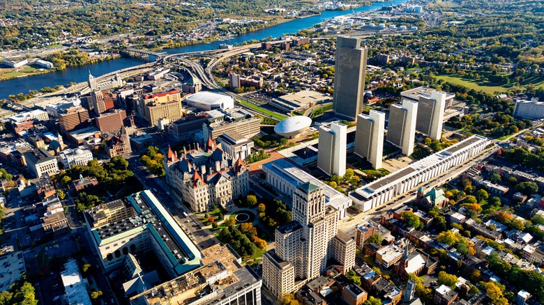 Albany, New York high-level downtown shot