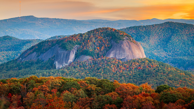 Pisgah National Forest during fall in the morning.