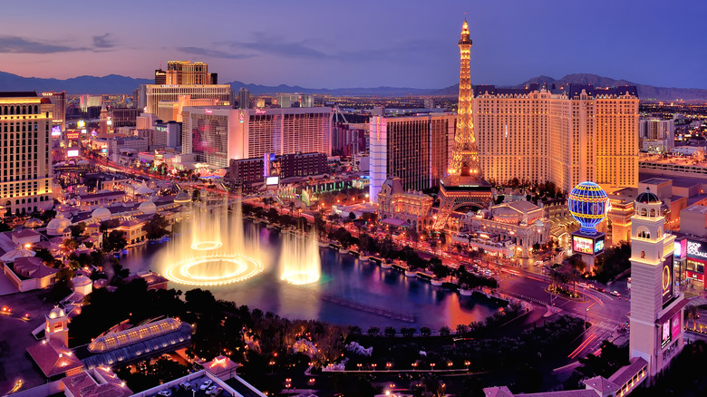 The Las Vegas strip, with Bellagio and Paris Paris in view