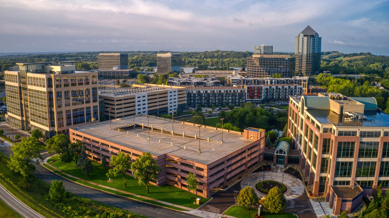 An aerial view of Edina, Minnesota's business district