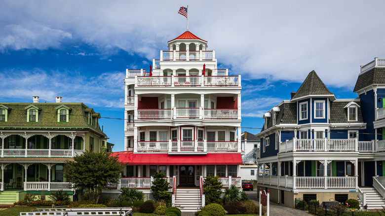 Victorian houses on the oceanfront in Cape May
