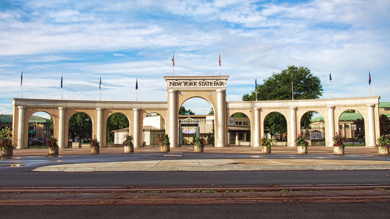 The arched entryway to the Great New York State Fair grounds