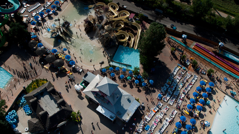 Aerial view of the Elitch Gardens Theme Park