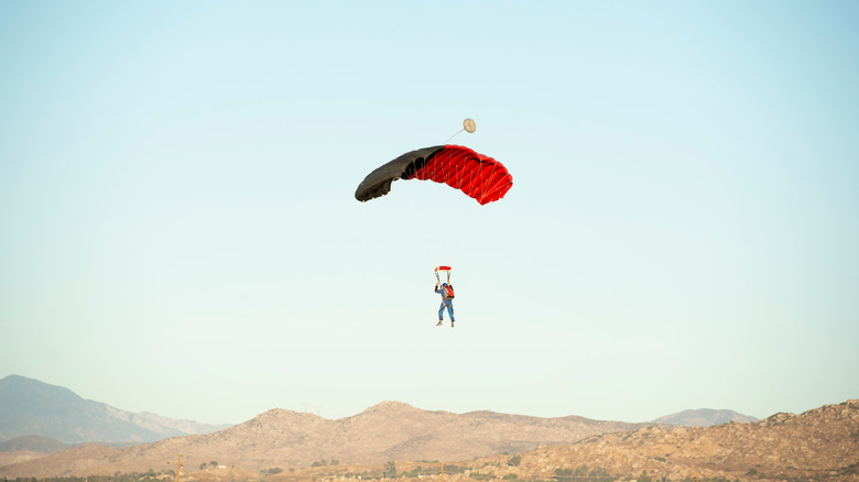 Person parachuting near Riverside, California