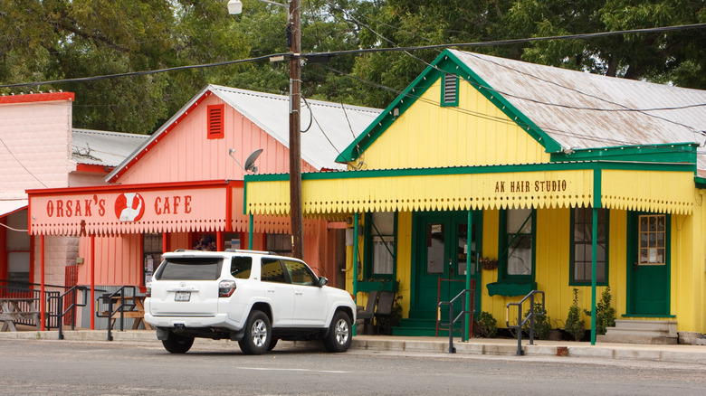 Colorful buildings in Fayetteville, Texas