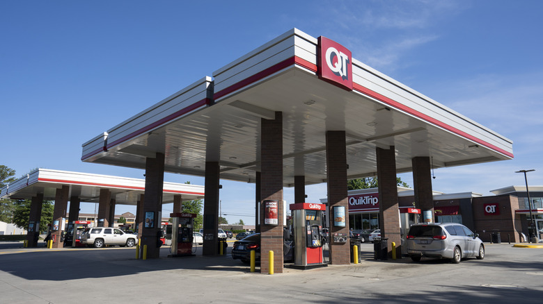 Exterior view of a QuikTrip gas station and pumps
