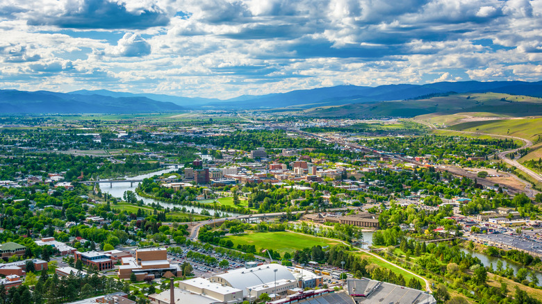 Aerial view of the Missoula, Montana, landscape