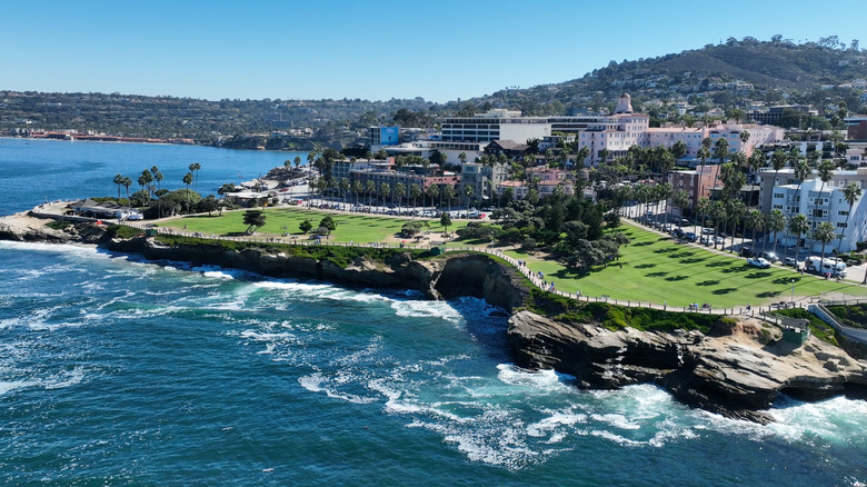 Buildings along coastline in San Diego