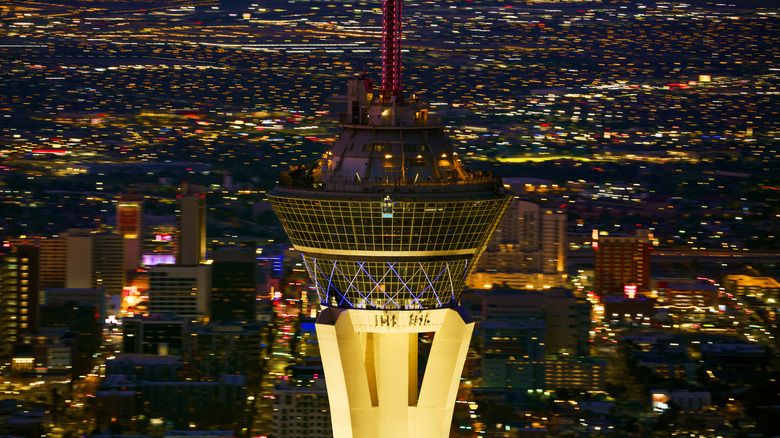 The Strat observation deck at night