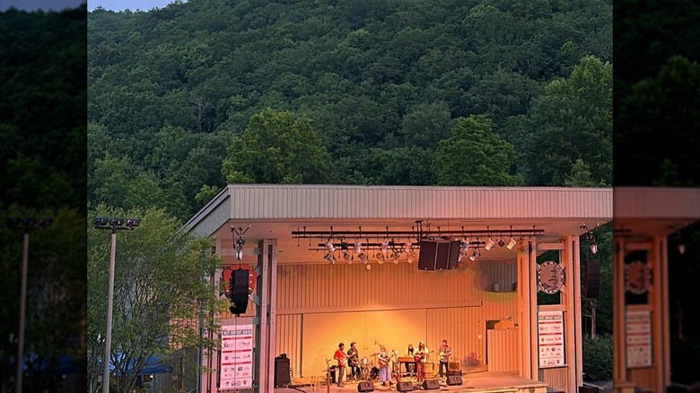 A concert at the outdoor amphitheater at Blue Ridge Music Center in Virginia