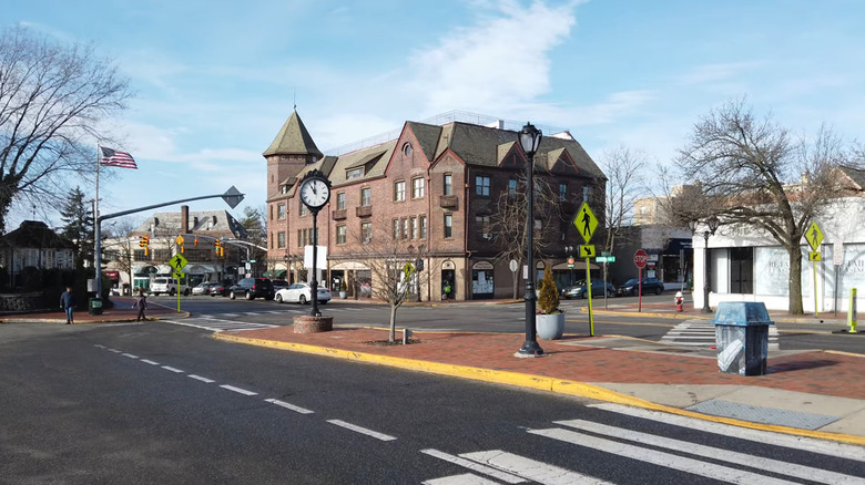 A picturesque street in Great Neck Plaza, New York