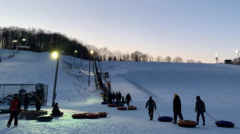Snow tubers at Sunburst Ski Hill, Kewaskum, WI