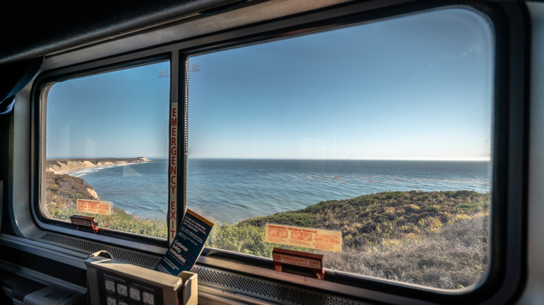 A view from the train car on Amtrak's Coast Starlight from LA to Seattle
