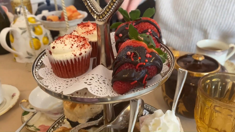 Tower of desserts at The Tea Room at Rustic Root