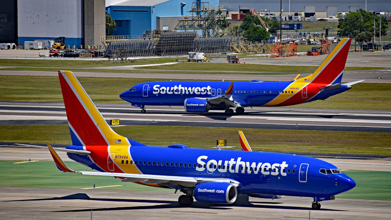 Southwest Airline planes at an airport