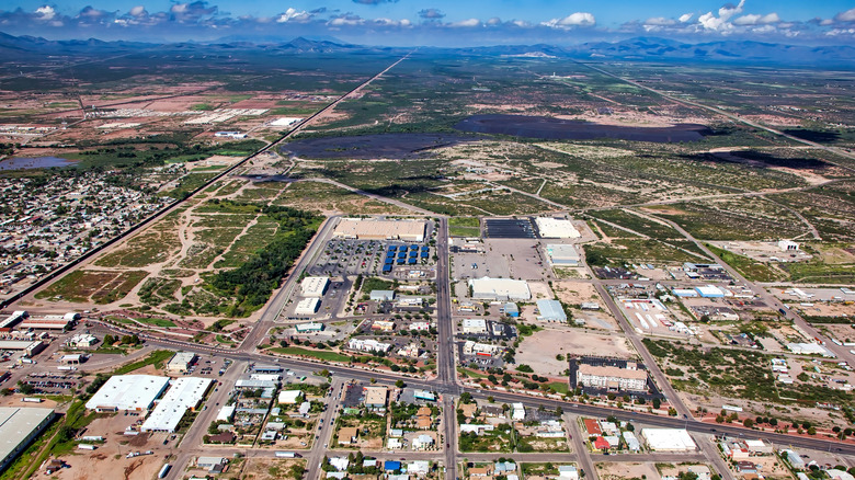 Aerial view of Douglas, Arizona looking toward Bisbee