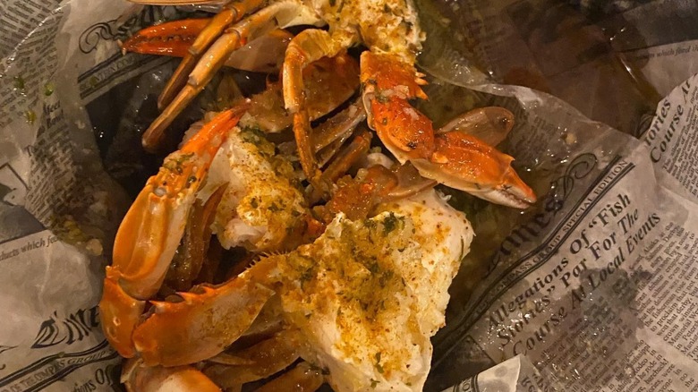 Up-close look at a juicy, fried crab