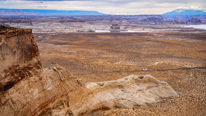 The view of Lake Powell from Skylight Arch Trail in southern Utah, near Page, Arizona.