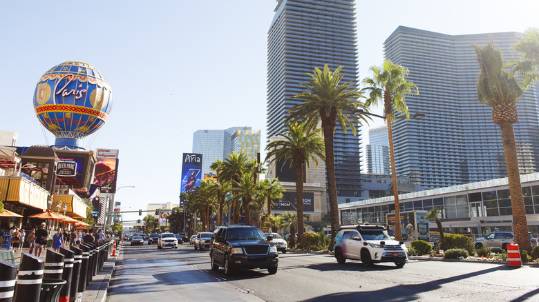 The Las Vegas Strip with the Cosmopolitan Hotel