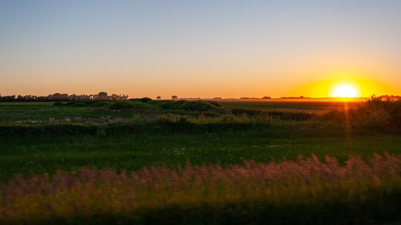 Scene from Sheyenne National Grasslands, North Dakota, at sunset