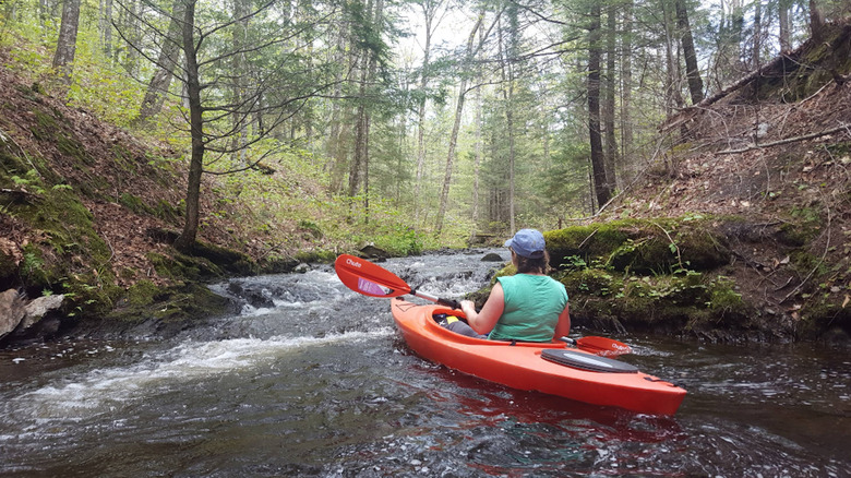 A kayaker at Green River Reservoir State Park, Vermont