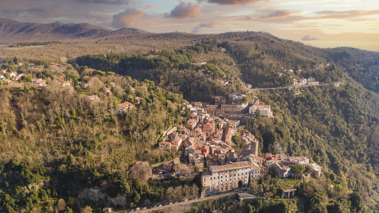 hilltop town of Nemi at sunset