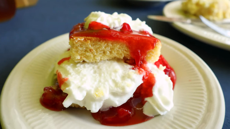 strawberry shortcake made with cornrbead from Gullah Grub