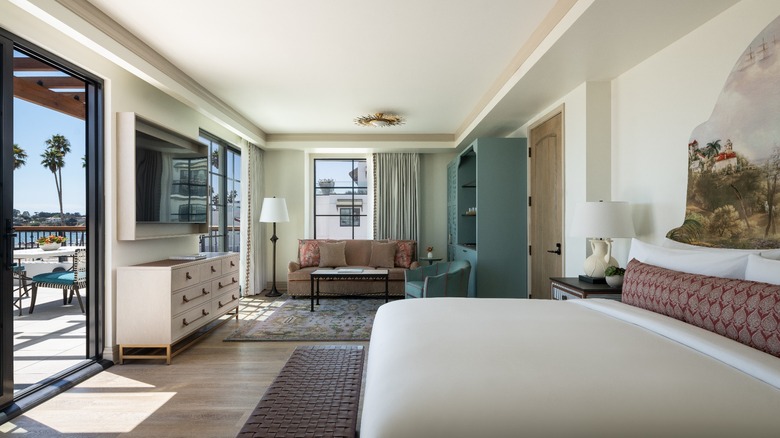 Neutral seaside interiors lead to large oceanfront balcony at La Bahia