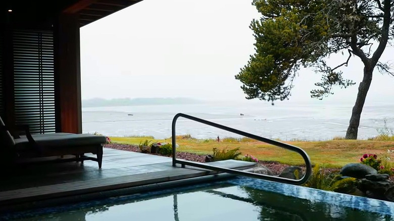 There are many places at Salishan Lodge to relax including a pool overlooking the bay
