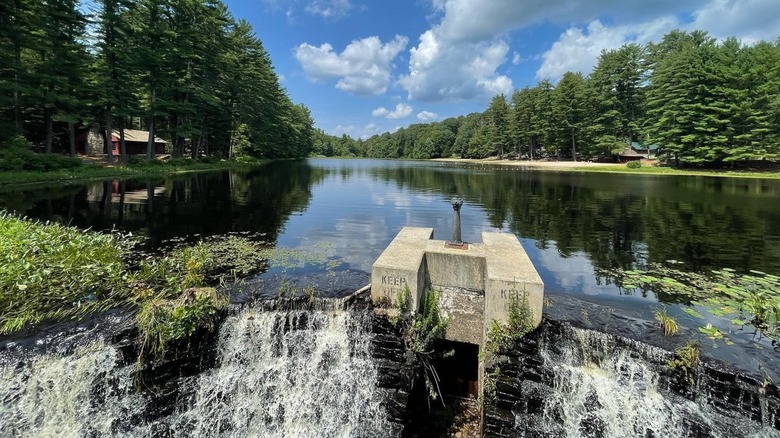 Waterfall and pond at Chatfield Hollow State Park in Connecticut