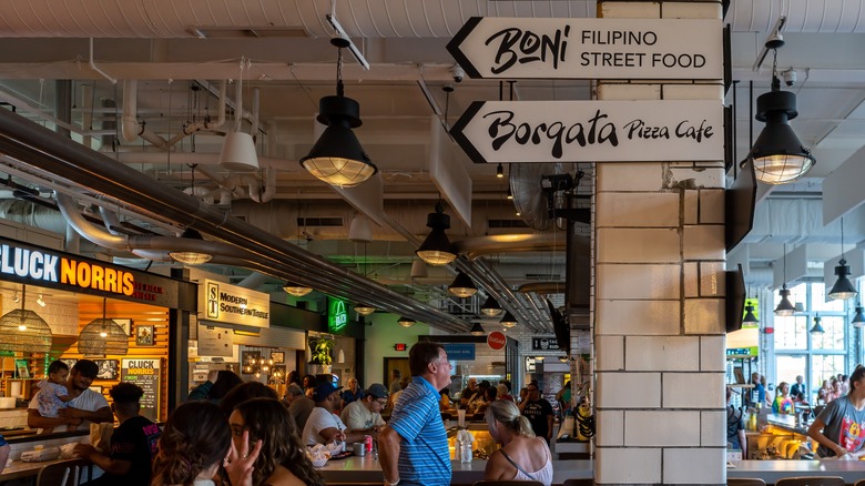 The interior of the Budd Dairy Food Hall in Columbus
