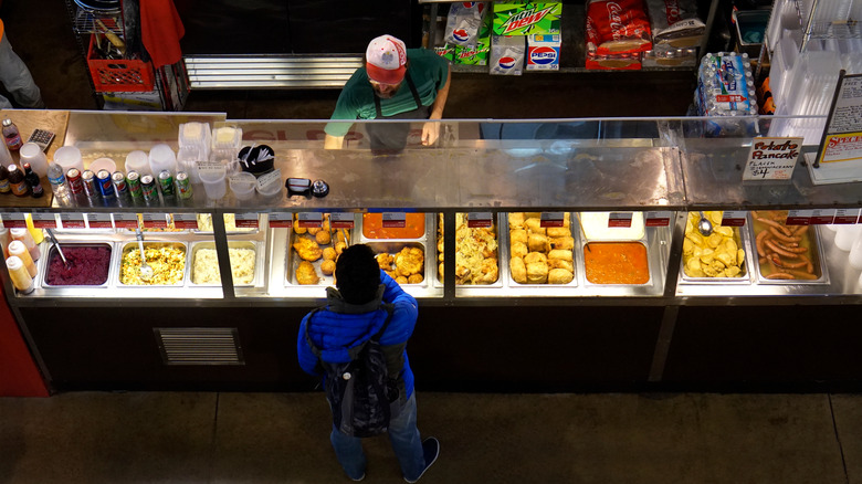 Top-down view of a food stall in the North Market in Columbus, Ohio