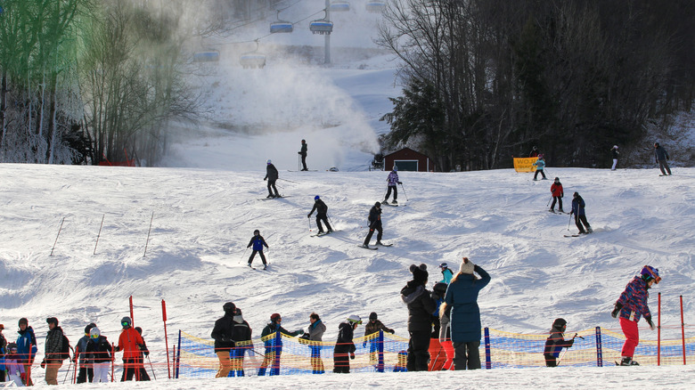 Skiers on Mount Snow, Vermont