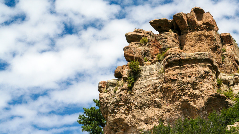 Rock formation against sky at Castlewood Canyon State Park