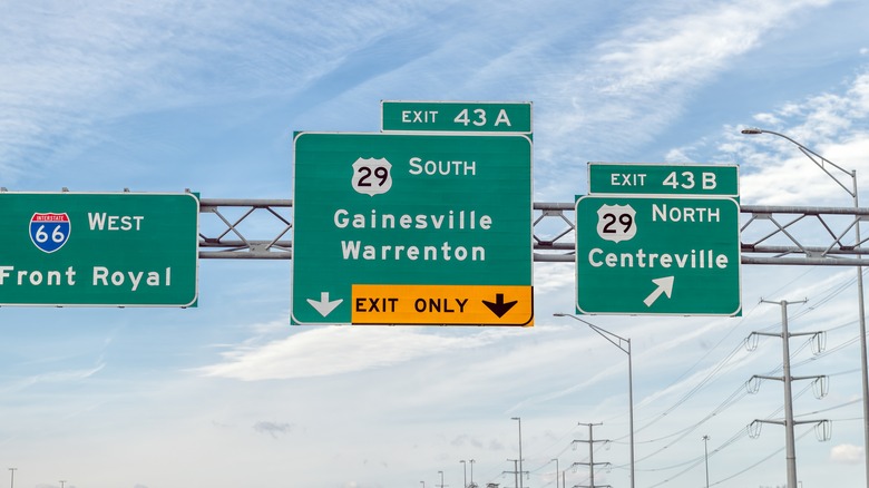 Signs in Highway I-66, Virginia