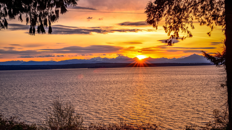 Sunrise in Langley, Washington, over the Pudget Sound