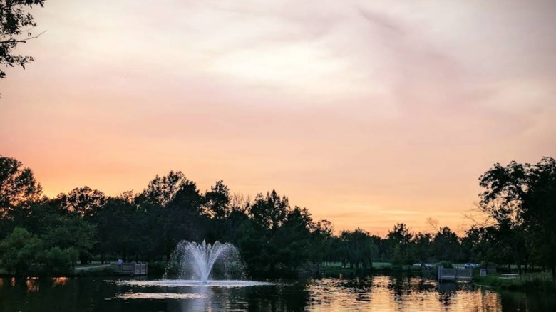 Dusk over pond at Andover Central Park