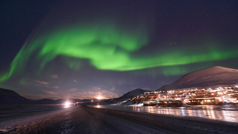 Northern lights over Longyearbyen, Svalbard