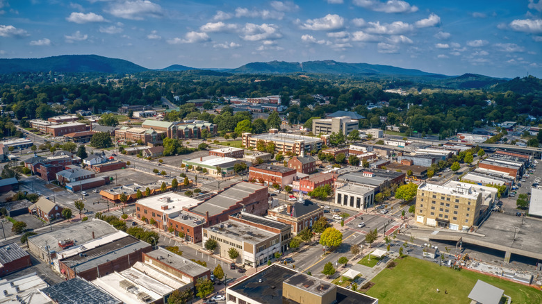 An aerial view of Dalton, Georgia
