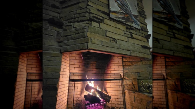 A fireplace in the RiverRock house in Ohio