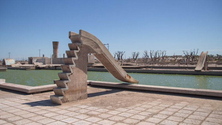 A remaining spa pool in the abandoned town of Villa Epecuen, Argentina