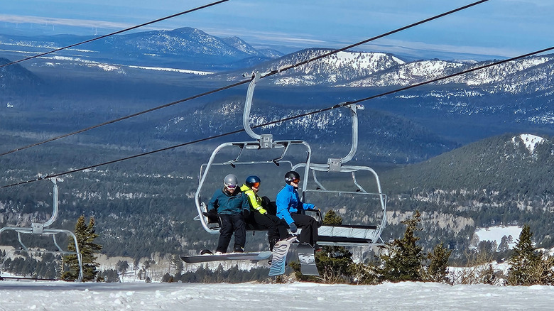 People riding the ski lift at Snowbowl, Arizona