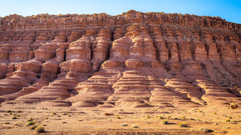 Scenic desert landscape of Vermilion Cliffs National Monument with layered sandstone formations and cliffs