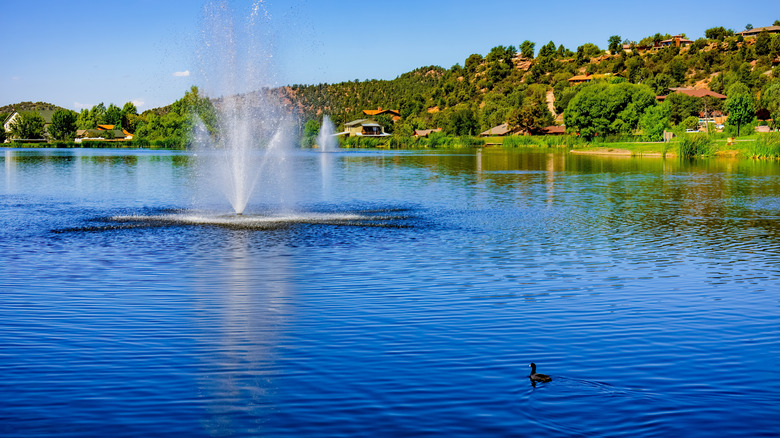 Green Valley Park in Payson, Arizona with mountains in the backdrop