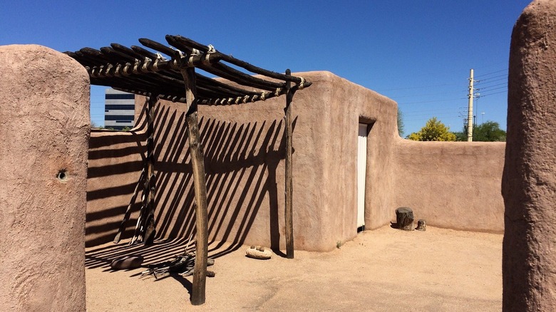 Adobe buildings at the S'edav Va'aki Museum in Phoenix, Arizona