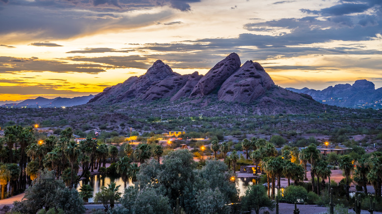 Papago Park in Phoenix, Arizona, at sunset