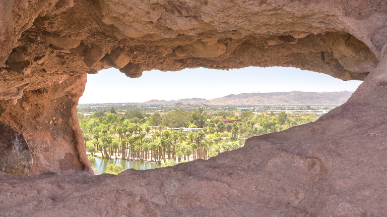 A view of Phoenix, Arizona from the Hole in the Rock in Papago Park