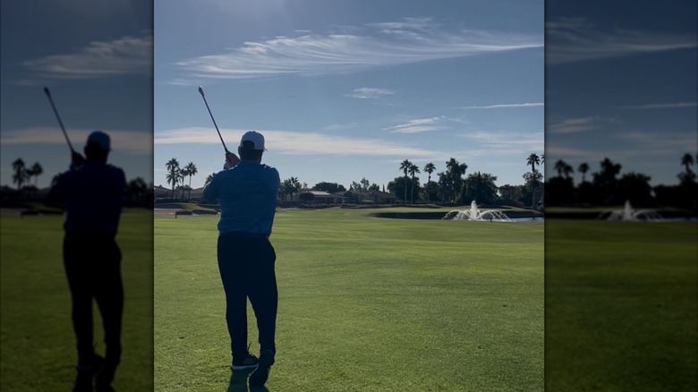 Man taking a swing at Corte Bella Golf Club in Sun City West, Arizona