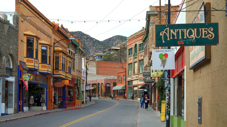 Lively shops in downtown Bisbee, Arizona